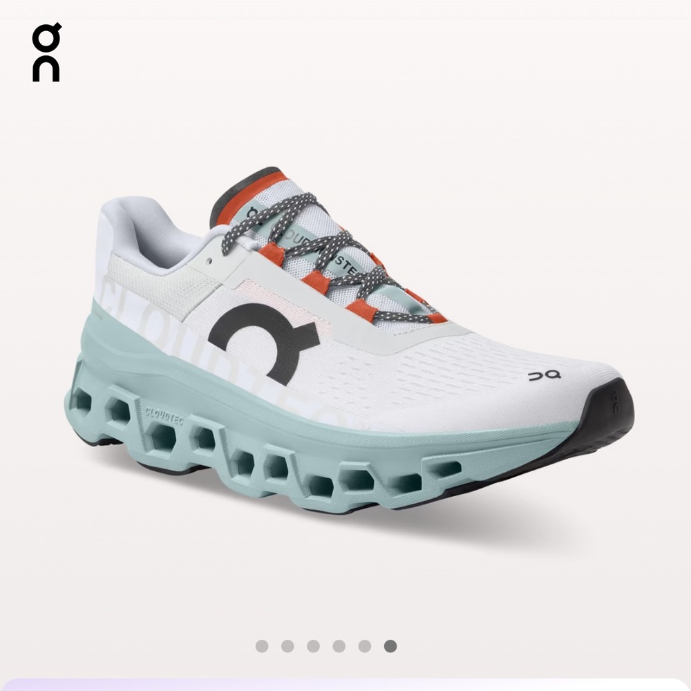 On Cloudmomster in Frost/Surf Men’s 12